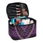 Purple And Black African Dashiki Print Travel Makeup Bag