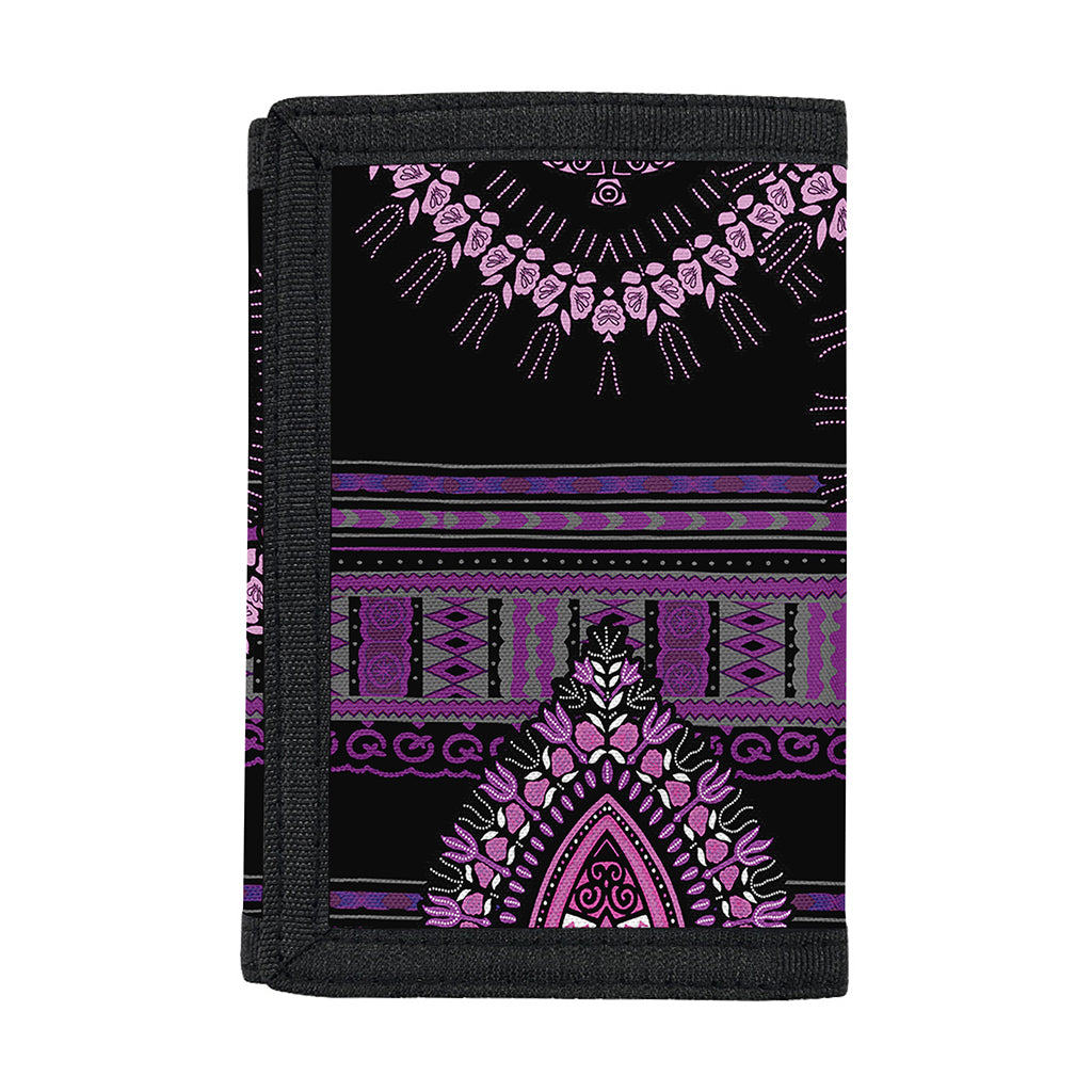 Purple And Black African Dashiki Print Trifold Wallet