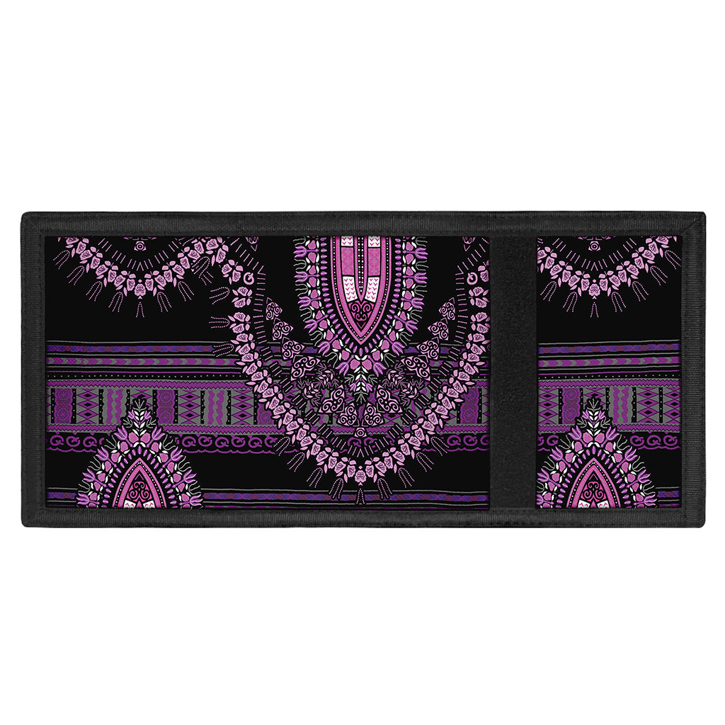 Purple And Black African Dashiki Print Trifold Wallet