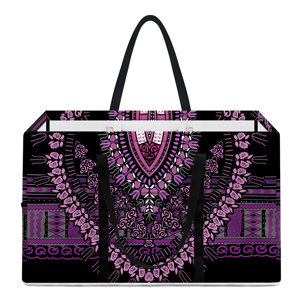 Purple And Black African Dashiki Print Utility Tote Bag