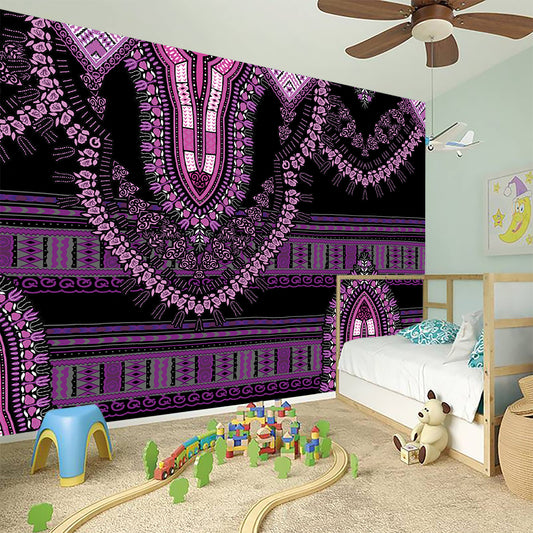 Purple And Black African Dashiki Print Wall Sticker
