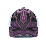 Purple And Black African Dashiki Print White Mesh Trucker Cap