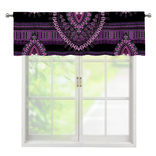 Purple And Black African Dashiki Print Window Valance