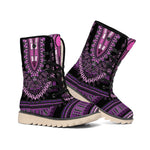 Purple And Black African Dashiki Print Winter Boots