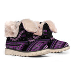 Purple And Black African Dashiki Print Winter Boots