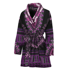 Purple And Black African Dashiki Print Women's Bathrobe