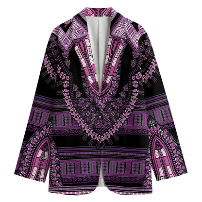 Purple And Black African Dashiki Print Women's Blazer
