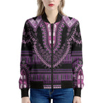 Purple And Black African Dashiki Print Women's Bomber Jacket