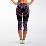 Purple And Black African Dashiki Print Women's Capri Leggings