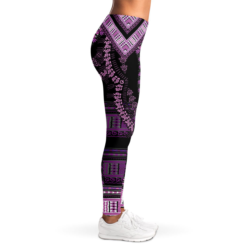 Purple And Black African Dashiki Print Women's Leggings