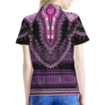 Purple And Black African Dashiki Print Women's Polo Shirt