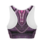 Purple And Black African Dashiki Print Women's Sports Bra