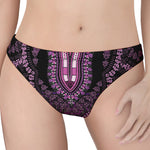 Purple And Black African Dashiki Print Women's Thong