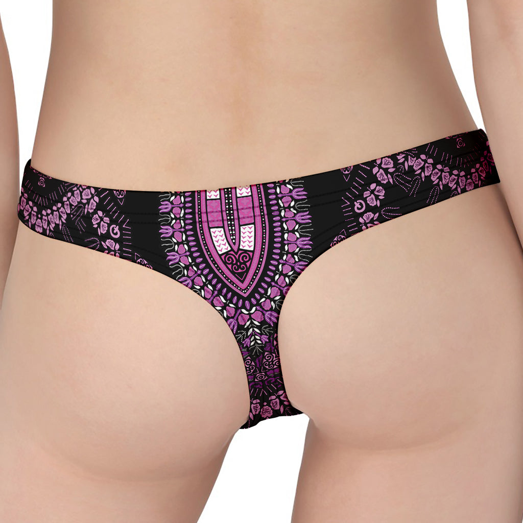 Purple And Black African Dashiki Print Women's Thong