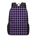 Purple And Black Buffalo Check Print 17 Inch Backpack