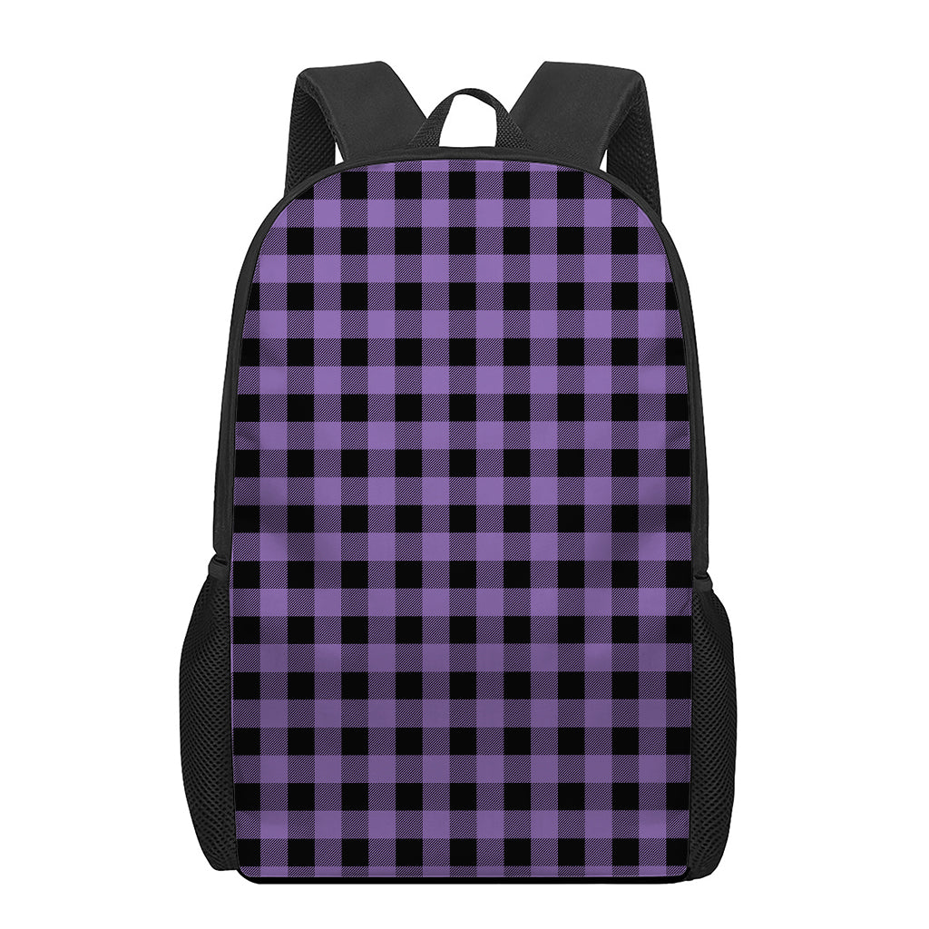 Purple And Black Buffalo Check Print 17 Inch Backpack