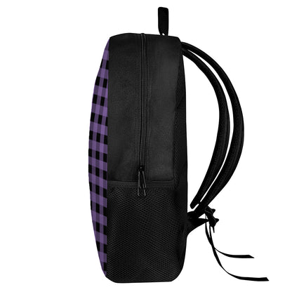Purple And Black Buffalo Check Print 17 Inch Backpack