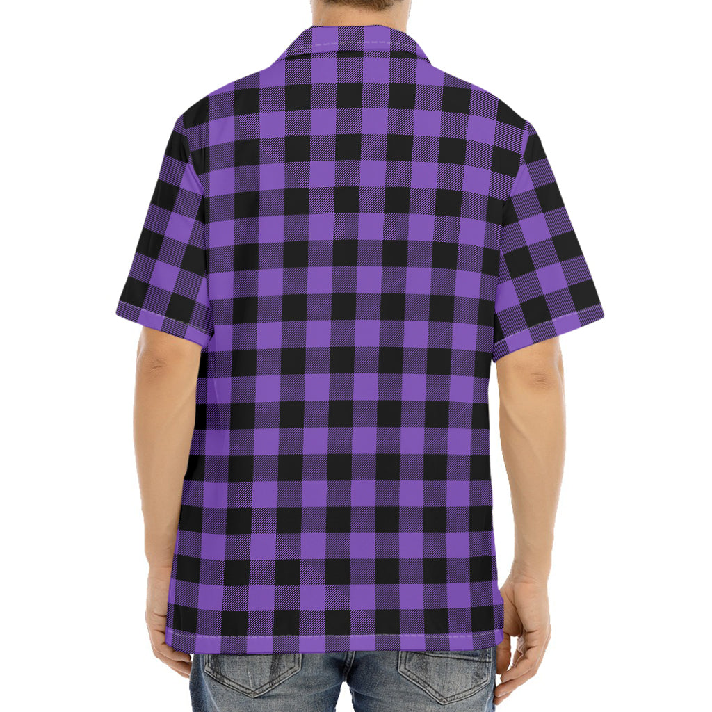 Purple And Black Buffalo Check Print Aloha Shirt