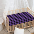 Purple And Black Buffalo Check Print Baby Crib Sheet