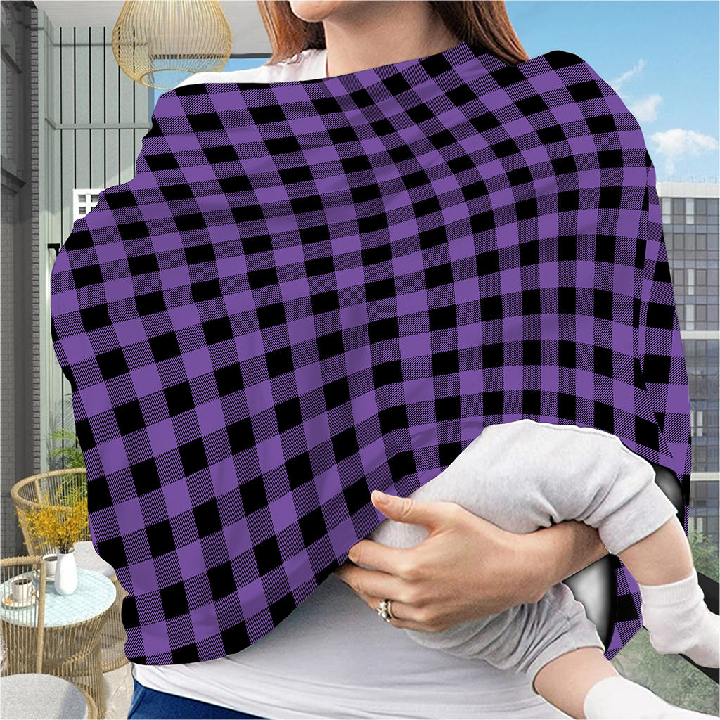 Purple And Black Buffalo Check Print Baby Seat Cover