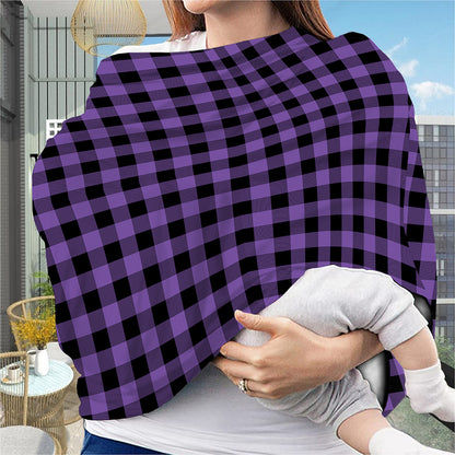 Purple And Black Buffalo Check Print Baby Seat Cover