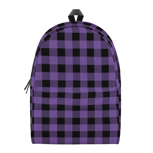 Purple And Black Buffalo Check Print Backpack
