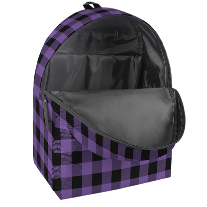 Purple And Black Buffalo Check Print Backpack