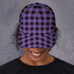 Purple And Black Buffalo Check Print Baseball Cap