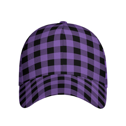 Purple And Black Buffalo Check Print Baseball Cap