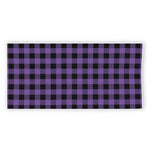 Purple And Black Buffalo Check Print Beach Towel