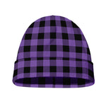 Purple And Black Buffalo Check Print Beanie