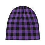 Purple And Black Buffalo Check Print Beanie