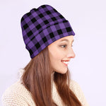 Purple And Black Buffalo Check Print Beanie