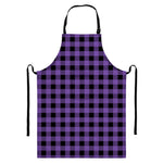 Purple And Black Buffalo Check Print Bib Apron With Pocket