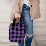 Purple And Black Buffalo Check Print Bible Tote Bag