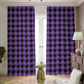 Purple And Black Buffalo Check Print Dimout Pencil Pleat Curtains
