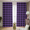 Purple And Black Buffalo Check Print Blackout Pencil Pleat Curtains