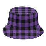 Purple And Black Buffalo Check Print Bucket Hat