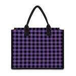 Purple And Black Buffalo Check Print Canvas Tote Bag