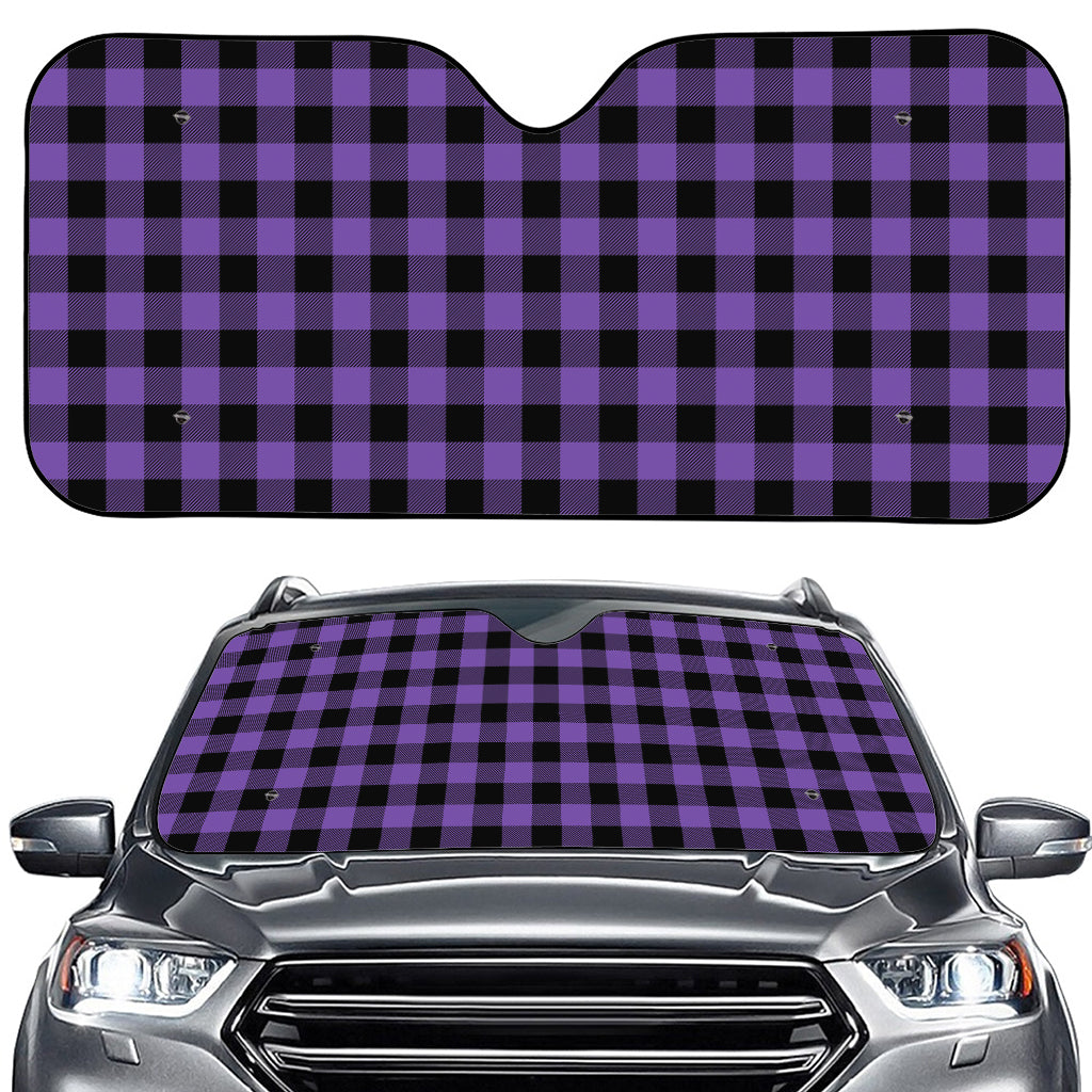 Purple And Black Buffalo Check Print Car Windshield Sun Shade