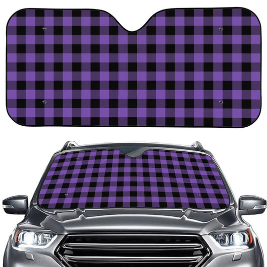 Purple And Black Buffalo Check Print Car Windshield Sun Shade