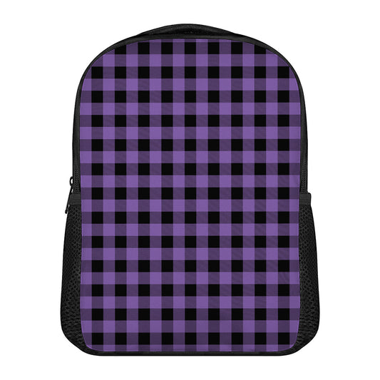 Purple And Black Buffalo Check Print Casual Backpack