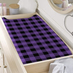 Purple And Black Buffalo Check Print Changing Pad Cover