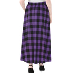 Purple And Black Buffalo Check Print Chiffon Maxi Skirt