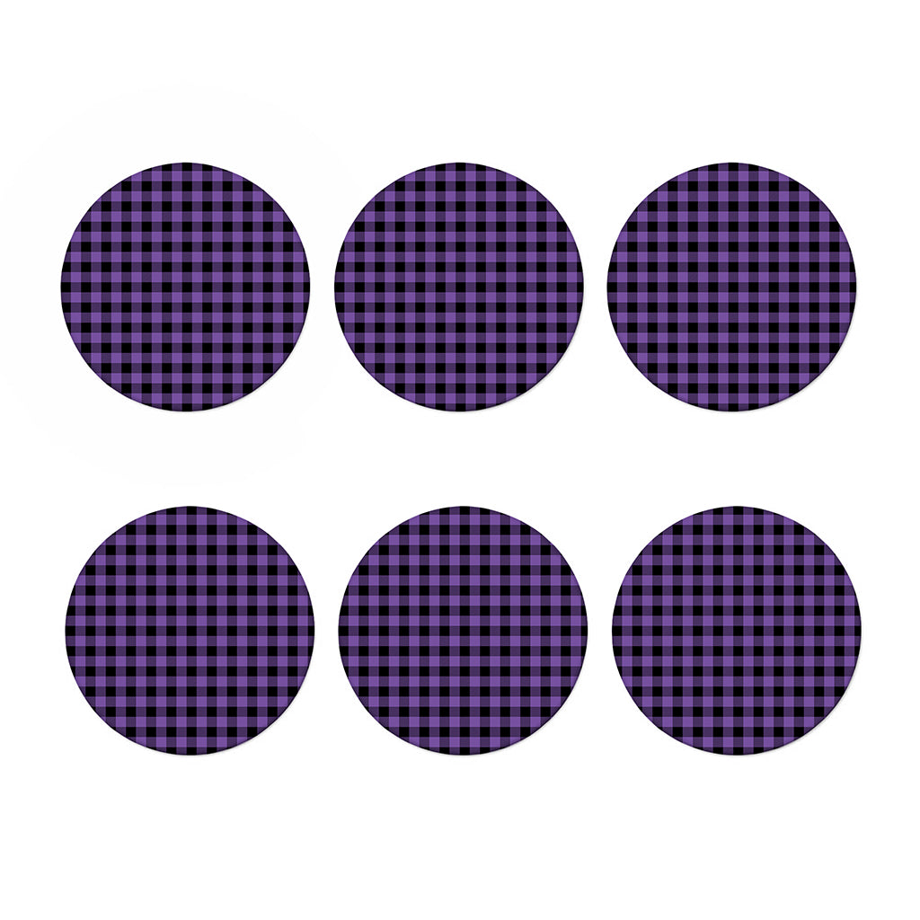 Purple And Black Buffalo Check Print Coaster Set