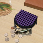 Purple And Black Buffalo Check Print Coin Purse