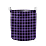 Purple And Black Buffalo Check Print Collapsible Laundry Basket