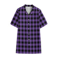 Purple And Black Buffalo Check Print Cotton Hawaiian Shirt