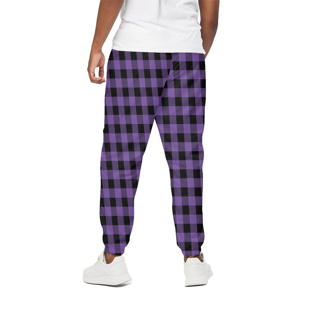 Purple And Black Buffalo Check Print Cotton Pants