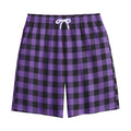 Purple And Black Buffalo Check Print Cotton Shorts